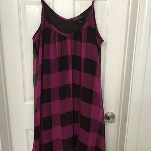 Pink&Black Plaid Dress - Mid Length